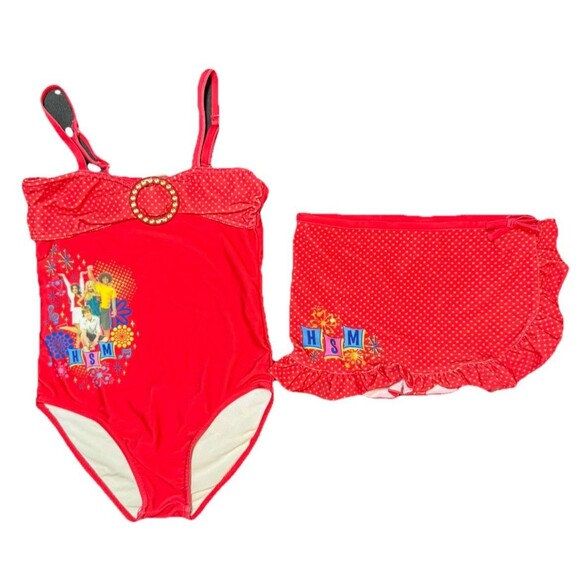 Disney HSM High School Musical 3 - Red Swimsuit Girls 7/8 Polka Dot GUC - Picture 1 of 8